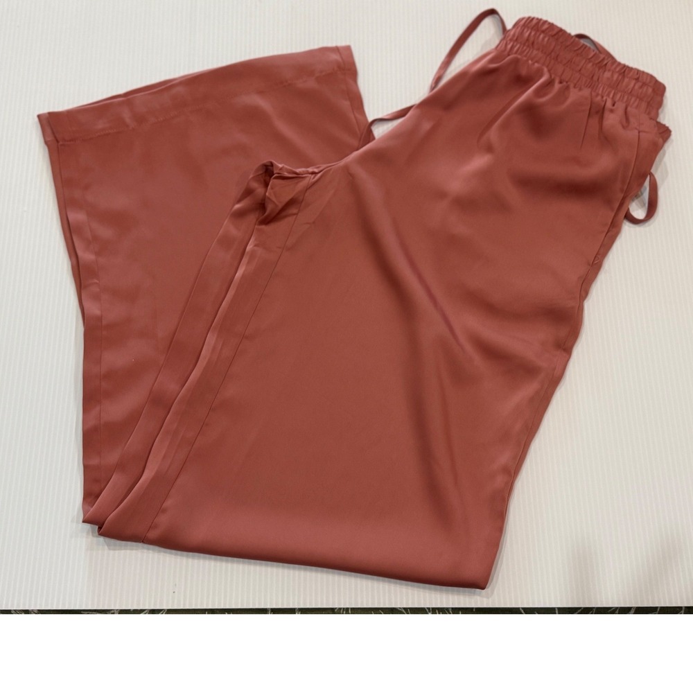 Altar'd State Mauve Pink Satin Wide Leg Drawstring Pants Medium